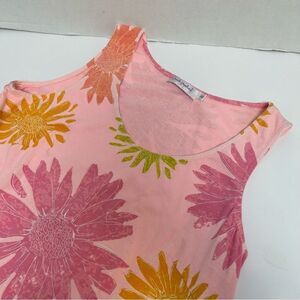 Fresh Produce Pink Floral Sleeveless Tank Maxi Dress Hi-Low Hem‎ size Medium